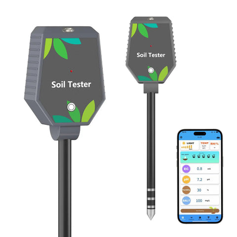 8 In 1 Soil Tester Meter For Plants That Checks Moisture pH EC Fertility Light Salt Temperature And Air Humidity