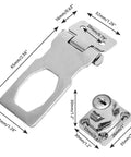 2 Pack Keyed Hasp Locks 2.5 Inch Twist Knob Locking Hasp with size details, durable metal silver for small doors and cabinets