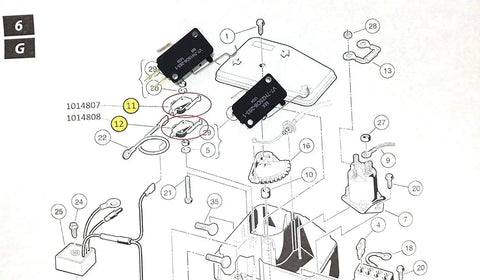 Diagram of Micro Switch Kit For Gas Golf Cart DS 1999 To Present Replacement Includes Three Wire 3 Prong And Two Prong Micro Switches