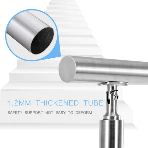 Close-up of 1.2mm thickened tube of Real Deal Stainless Steel Outdoor Railing With Complete Install Kit For Deck And Porch.