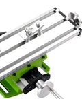 Heavy Duty Bench Drill Vise With X And Y Axis Adjustment Coordinate System For Metal Lathe Milling Fixture Table close-up of adjustment knobs and measurement scale.