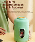 Green Portable 500W Electric Cooker With Ceramic Glaze Inner, Built-In Steamer, 800ml Capacity, shown in a kitchen setting.