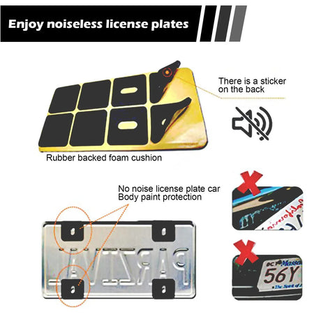 Four Pack Stainless Steel Anti Theft License Plate Screws With Rustproof Torx Head Bolts Fasteners Universal Fit For Cars And Trucks Easy Install Tamper Resistant Tapping Bolts Security Screws Silver showing noiseless foam cushion for license plates