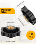 Top Shelf 10 Pack M8 Knurled Clamping Nuts With Slick Black Star Thumb Grips For Dead Simple Machinery Maintenance And Knockout Reliable Latch Adjustments size and dimensions display.