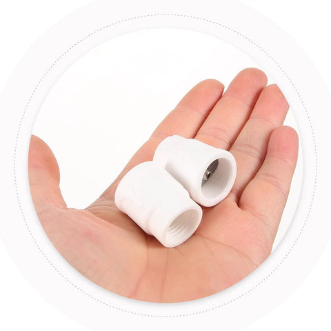 Premium 2-Piece Ceramic TIG Welding Torch Cup Shields held in hand, featuring precision machined white ceramic nozzles.
