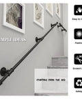 Heavy Duty Wrought Iron Handrail Rock Solid Built For Outdoor Stair Safety Sleek Matte Black Rust Resistant Grab Bar mounted on wall.