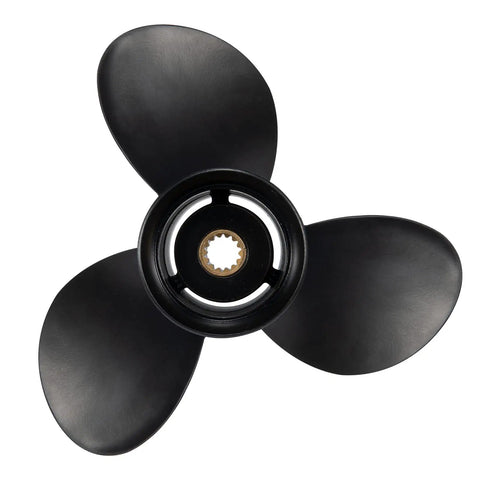 Aluminum Outboard Boat Propeller Ten And One Quarter Inch Diameter Fifteen Pitch Fourteen Spline Hub Right Hand Rotation Fits BRP Johnson Evinrude OMC Stern Drives 15 To 35 HP OEM Upgrade Pro Grade Performance
