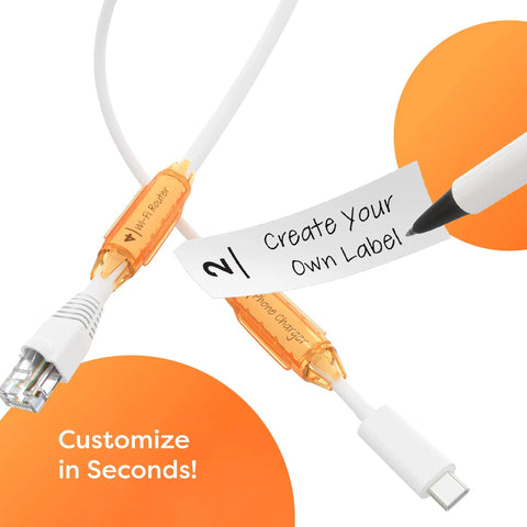 Effortless Cord And Cable Identification System For Home Office And Commercial Setups With Quick Label Tags in use on cables.
