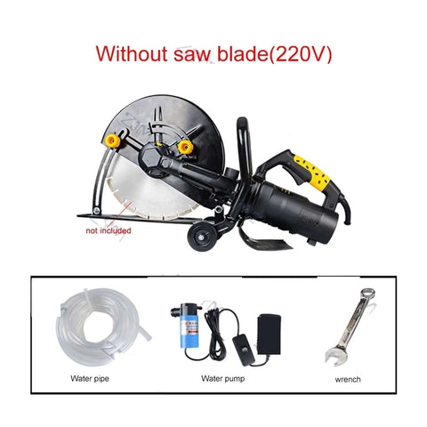Heavy Duty Beefy Electric Circular Saw Angle Adjustable Portable Cutting Machine For Wood Metal Stone Tile Diy Pros Cuts Brick And Concrete Tile Like A Hot Knife Through Butter 6800W with water pump components shown.