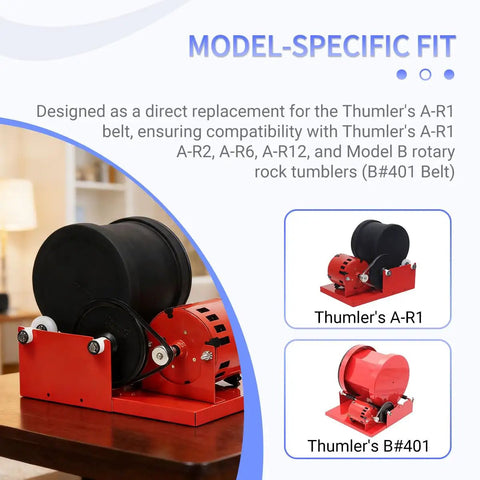 A-R1 Drive Belt Replacement for Rotary Rock Tumbler with A-R1 A-R2 A-R6 A-R12 and Model B compatibility, Buna-N rubber belt