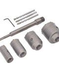 Heavy Duty Concrete Hole Saw Kit With Carbide Cutting Bits In 30Mm 40Mm 50Mm And 65Mm Sizes Plus Core Drill Set For Brick And Cement Wall Drilling Tasks, four sizes
