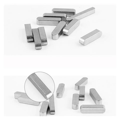 60Pcs Key Stock Set With 3Mm, 5Mm, 6Mm, 8Mm And 10Mm Round End Feather Keys For Drive Shaft Hardware displayed on a white surface