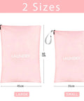 Two Pack Travel Laundry Bags Wet Dry Organizer For Gym Gear And Dirty Clothes shown in two sizes with dimensions