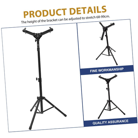 Badass Foldable Snare Drum Rack With Heavy Duty Alloy Stand and No Sweat Setup, adjustable height, black support frame.