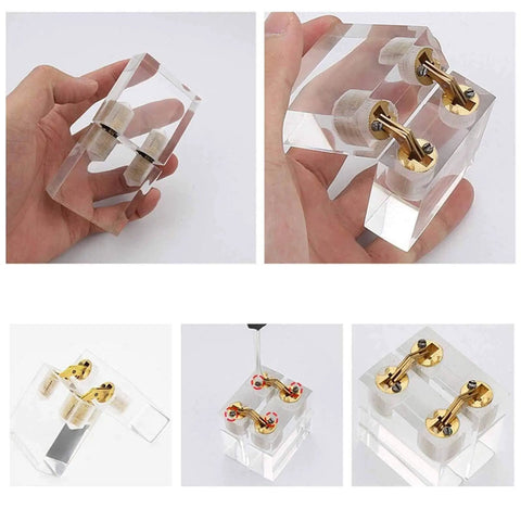 Two Pack Copper Barrel Concealed Cabinet Hinges Hidden Brass Door Hardware For Gift Boxes Cabinets Doors And Furniture Durable Rust Proof 24mm Mounting With 180 Degree Adjustable Screws in acrylic display