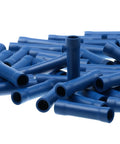 Blue Insulated Butt Connectors 100 Pack For 16 To 14 AWG Wire Crimp Splice Terminals PVC Wrapped Electrical Connectors UL Listed Brass