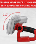 Cordless LED Work Light For Milwaukee M18 Battery 40W 4200LM With 3 Modes 9 Inch Zinc Alloy Spotlight showing 110° pivoting head