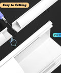 Close-up of PVC channel from Exterior Waterproof Cable Raceway Kit For 6 Cables No Drill Self Adhesive Cord Protector, easy cutting.