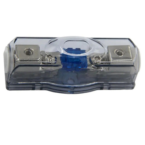 60A Car Audio Power Wire Fuse Holder With 4 Gauge Nickel Plated Connectors, Clear See Through Cover, Heat Resistant Base