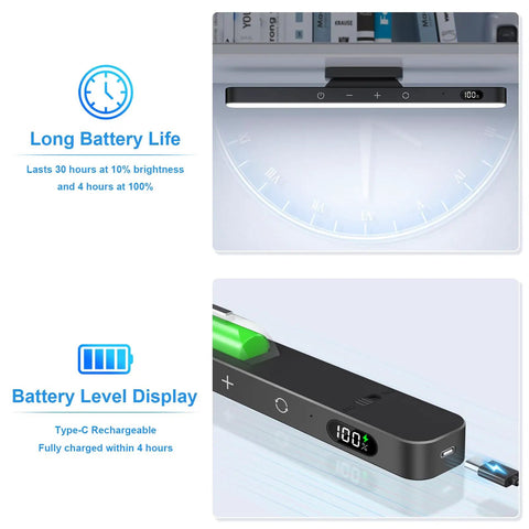Rechargeable 5W Mirror Light With Remote Control showing battery life and charging port, ideal for closet and bunk bed use.