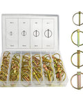 50 Piece Heavy Duty Lynch Pin Fastener Assortment Kit With Ring For Farm Tractor Trailer Boat And Bike Zinc Plated Steel Lynch Pins