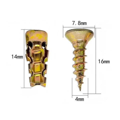 6x14mm Short Expansion Hinge Repair Screws Kit for Cabinet Door Hinges, Stripped Thread Repair for Wood and Particle Board