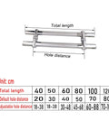 Diagram of Modern Entrance Door Handles Set Adjustable Push Pull Bar with measurements and size options for sliding doors.