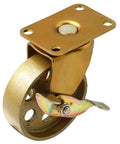 Premium 4 Inch Swivel Caster Set Of 4 With Side Brake And Vintage Copper Antique Gold Finish On Righteous Cast Iron Wheels for carts