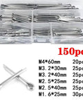 150 Pieces 304 Stainless Steel Cotter Pins Kit U Shape Split Pins Assortment Set For Cars Trucks And Gearhead Projects M1.6 M2.5 M3.2 M4 box