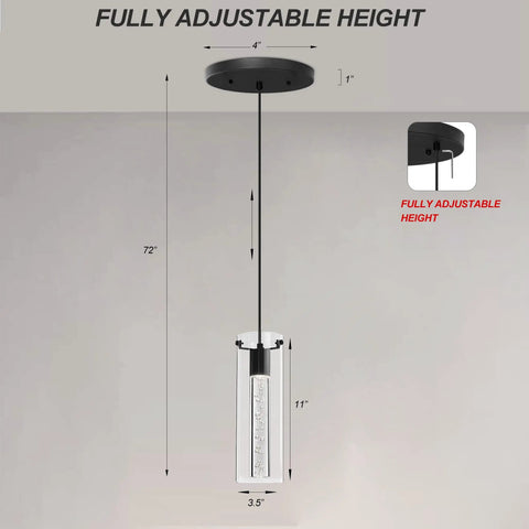 Dope Adjustable Bubble Glass Kitchen Island Pendant Light 1 Light Modern Linear LED Ceiling Fixture Warm White 4000K
