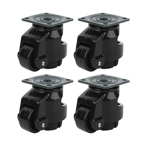Heavy Duty Level-Adjust Caster Wheels Set, 4 Pack Nylon Swivel Casters For Moving Tables And Heavy Equipment, 360 Degree Rotation