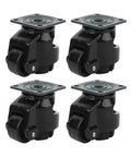 Heavy Duty Adjustable Leveling Casters With Ratchet Handles For Rock Solid Stability And Easy Rolling Of Workbenches Shop Gear And Big Machinery Four Pack displayed in a square arrangement.