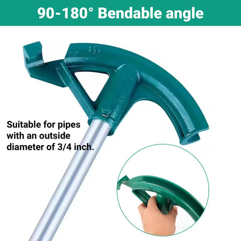 Heavy Duty Manual Conduit Bender Tool For 90 To 180 Degree Pipe Bending, suitable for 3/4 inch pipes, featuring durable cast iron.
