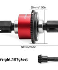 Red 43T Limited Slip Diff Set With 10T Input Gear side view, 68mm length, 38mm width, for ARRMA Kraton 6S Outcast 6S upgrades.