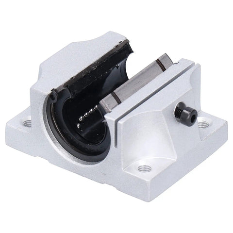 20Mm Bore Linear Ball Bearing Slide Block For Linear Guide Rails, Smooth Glide, Precise Motion, 68Mm Long By 51Mm Wide By 31Mm High, Heavy Duty Slider Block With 20Mm Bore Dia, aluminum construction with visible ball bearings.