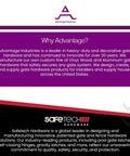 Advantage Industries and Safetech Hardware company descriptions and logos