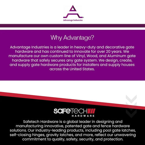 Why Advantage Industries and Safetech Hardware partnership details on gate hardware innovation and design.