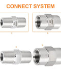 304 Stainless Steel Pipe Fitting Set Hex Nipple And Hex Coupling 3/8 In NPT Male To 3/8 In NPT Female Heavy Duty Connectors