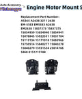 3 Piece Engine Mount Kit For Trucks And SUVs Fits Silverado 1500 Tahoe Suburban 2500 Avalanche Sierra 1500 Yukon Escalade ESV Replaces A5365 A2638 3211 EM5583 EM2638 Beefed Up Engine And Transmission Mounts For AWD And 4WD shown with part numbers displayed.