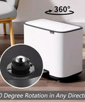 Total Game Changer For Moving Stuff With These Super Smooth Self Adhesive Swivel Caster Wheels Easy Peel Stick Mount Low Profile Glides For Appliances Storage Bins And Trash Cans 28 Pound Load Pack Of 12 Black showing 360-degree rotation feature.