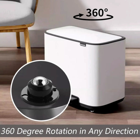 Total Game Changer For Moving Stuff With These Super Smooth Self Adhesive Swivel Caster Wheels Easy Peel Stick Mount Low Profile Glides For Appliances Storage Bins And Trash Cans 28 Pound Load Pack Of 12 Black showing 360-degree rotation feature.
