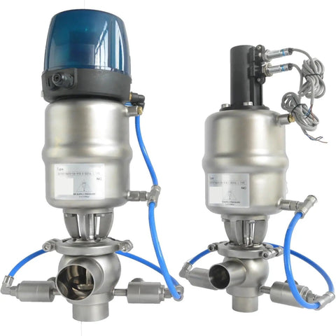 Heavy Duty Sanitary Stainless Steel SS316L Pneumatic Water Shutoff Valve With External Cleaning Anti Mixing Design Hygienic And Easy Maintenance For Clean Water Lines And Industrial Plumbing, side view