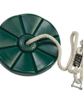 Disk Zipline Swing Seat Green For Backyard Zipline Fun 11 Inch Diameter One Point Five Inch Thick Polypropylene Rope