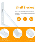 Badass Heavy Duty Metal Shelf Brackets 12 X 8 Inch White L Brackets close-up showing sturdy design and finish.