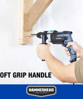 Hammerhead 7.5-Amp hammer drill with 1/2 in chuck and 6-piece bit set, blue/gray handheld tool