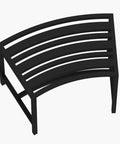 Curved Fire Pit Bench Set Of 4 Outdoor Metal Benches Waterproof Backless Steel Seats For Garden, black iron bench close-up