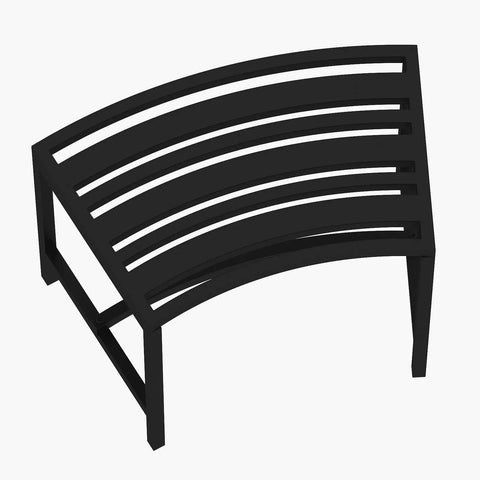 Curved Fire Pit Bench Set Of 4 Outdoor Metal Benches Waterproof Backless Steel Seats For Garden, black iron bench close-up