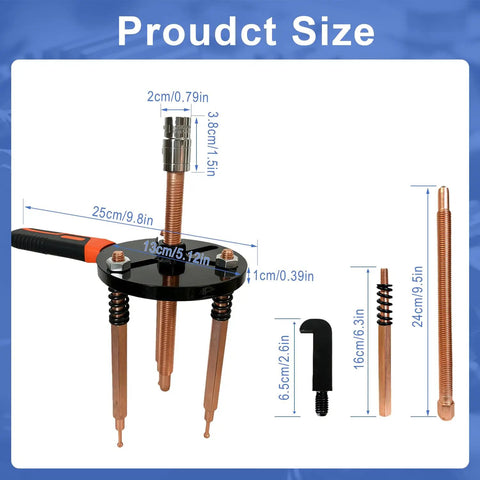 Beefy 55 In 1 Bearing Puller Kit For Heavy Duty Blind Hole Removal with product dimensions shown