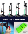 Vertical Heat Set Insert Press Tool With 90W Soldering Iron For 3D Printing, adjustable height, shown with threaded inserts