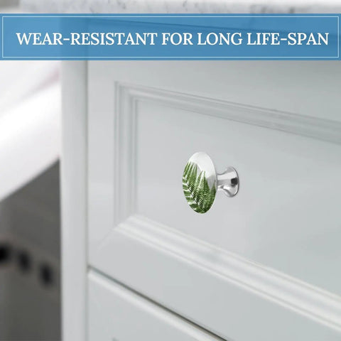Fern Leaf Cabinet Knobs 2 Pack Round Drawer Pulls For Kitchen Dresser Closet Cupboard Stainless Steel Hardware Easy Install